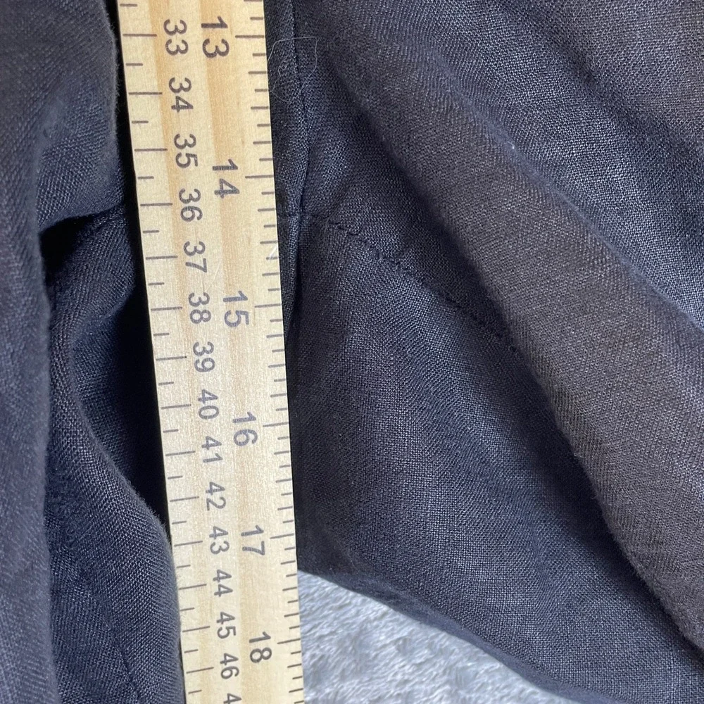 Quince European Linen Pants Womens 3X Black Very Good Cropped Elastic Waist